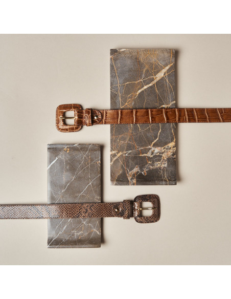 Women's Leather Belt with Covered Buckle