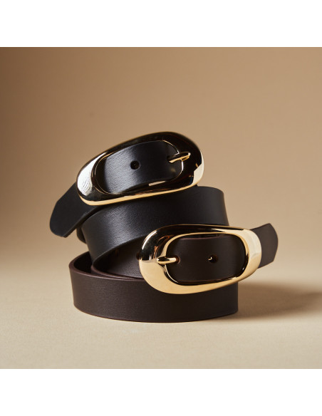 Cinto de Pele para Mulher com Fivela Elegant