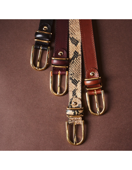 Ceinture Femme en Cuir à Triple Passant