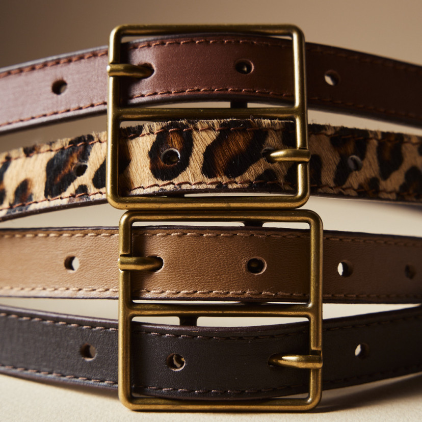 Women's Bicolor Leather Belt with...