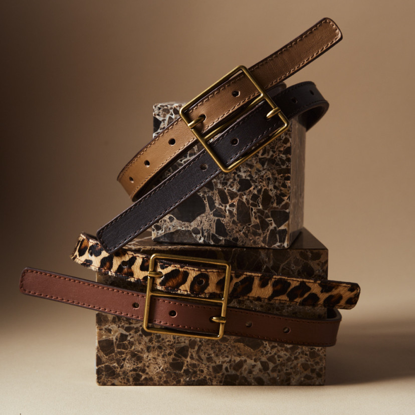 Women's Bicolor Leather Belt with...