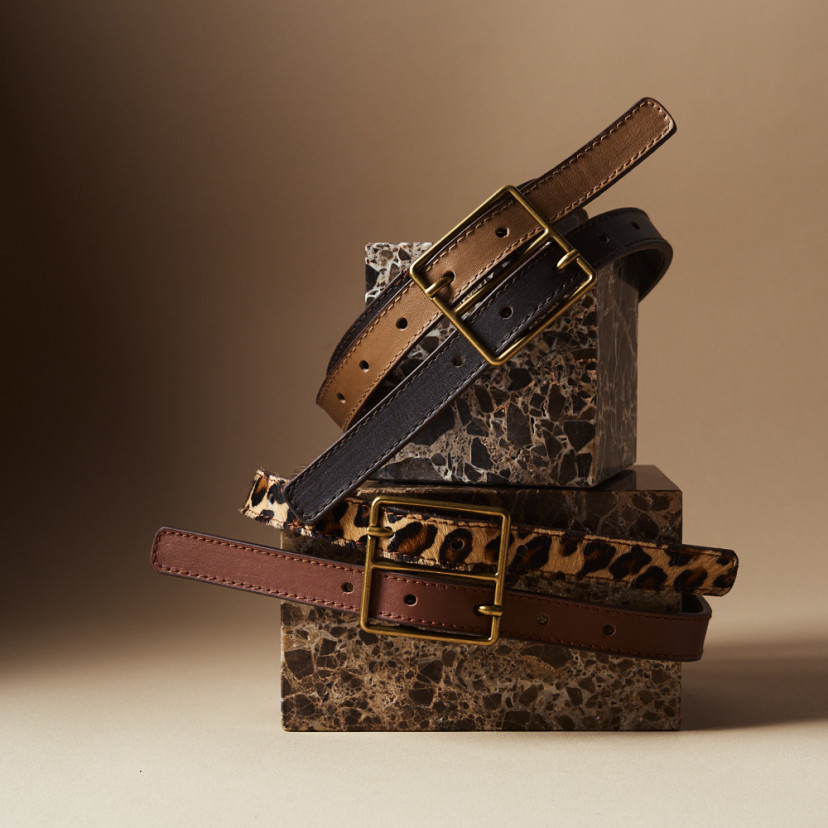 Women's Bicolor Leather Belt with...
