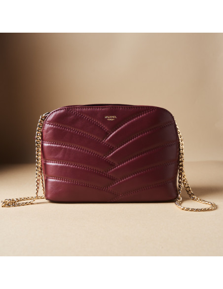 Bolso Acolchado de Piel con Cadena Oro