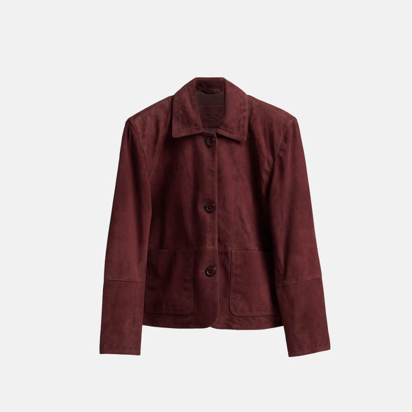 Damen-Wildlederjacke mit Sichtbaren Nähten