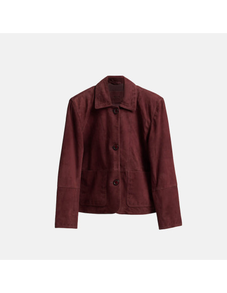 Damen-Wildlederjacke mit Sichtbaren Nähten