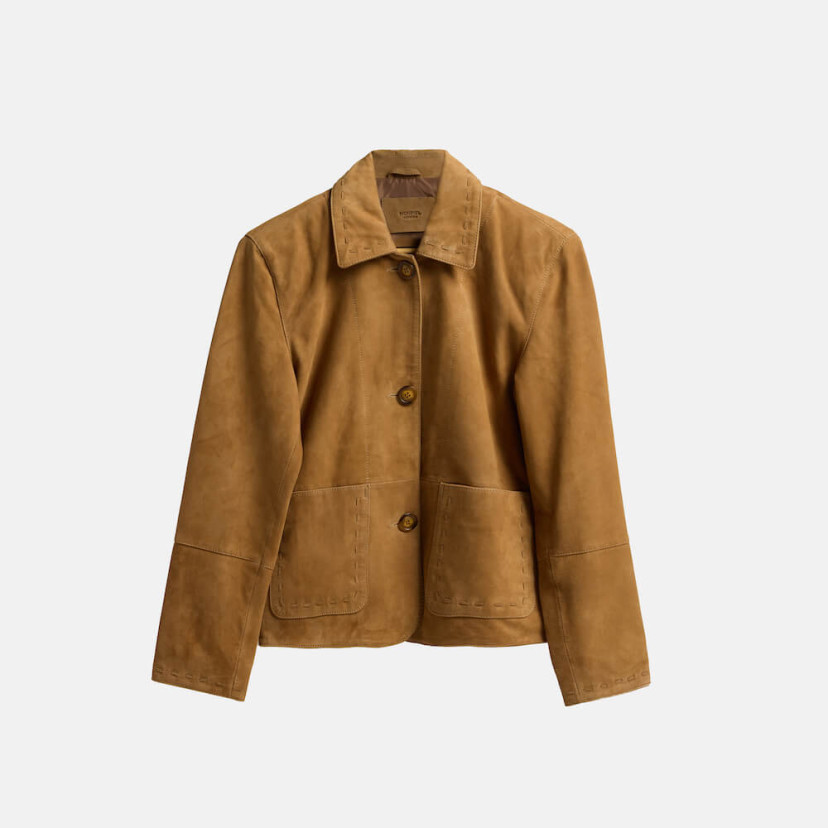 Veste Femme en Daim avec Coutures Apparentes