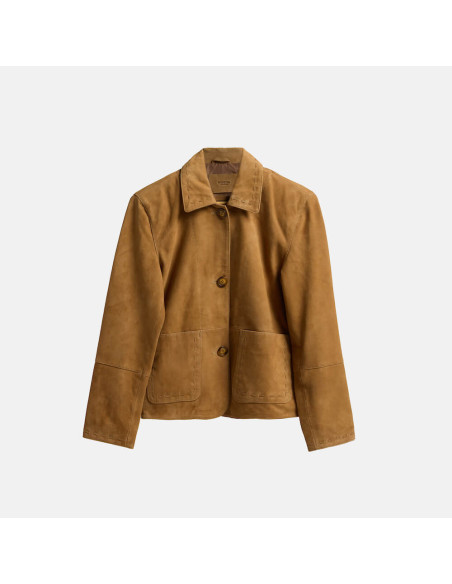 Veste Femme en Daim avec Coutures Apparentes