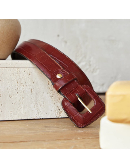 copy of Women's Leather Belt with Covered Buckle