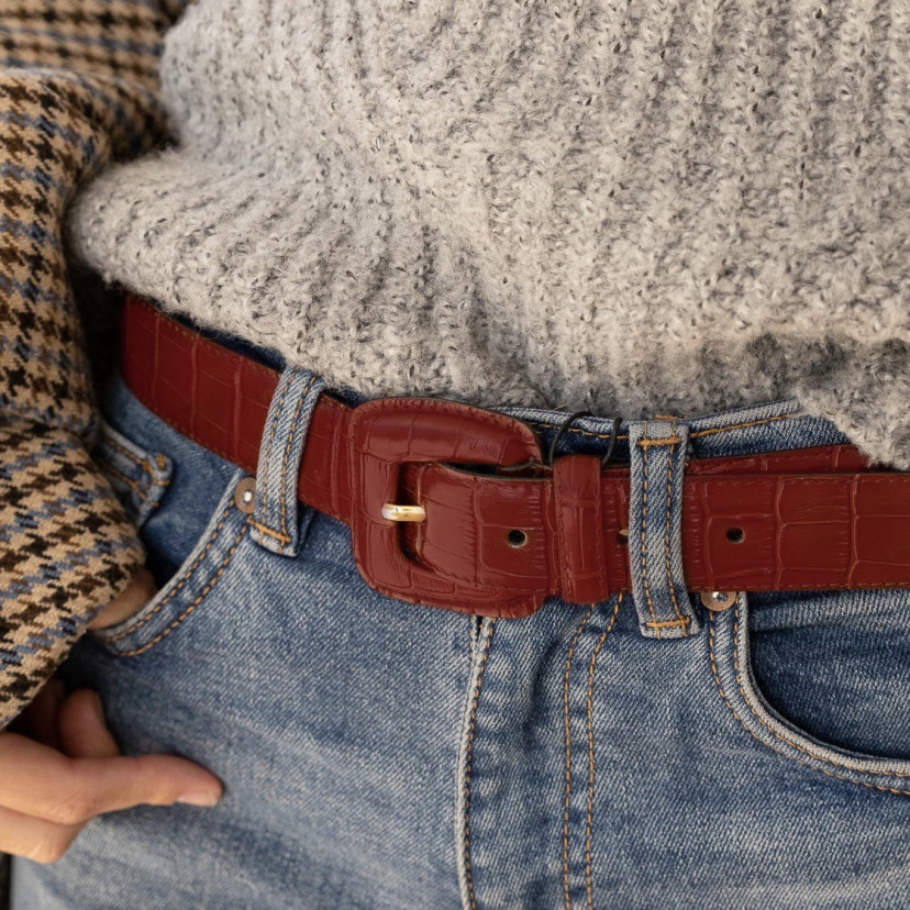 Leather belt Woman with Buckle Leather