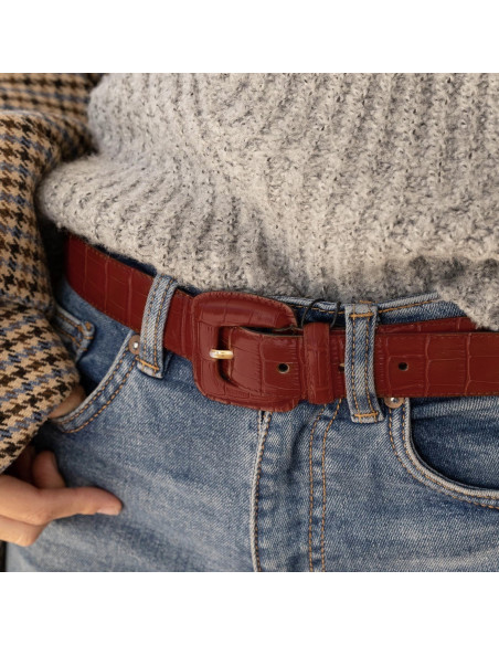 Leather belt Woman with Buckle Leather