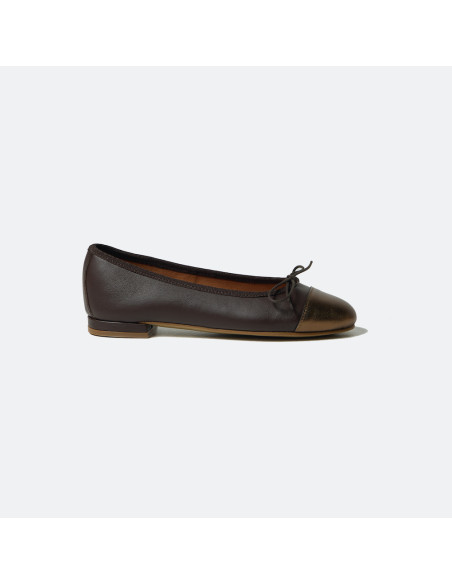 Leather Ballet Flat with Cap Toe Julia