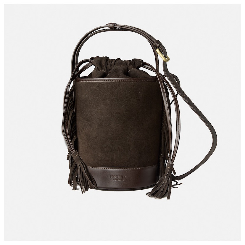 Leather bucket bag bangs Small Roma