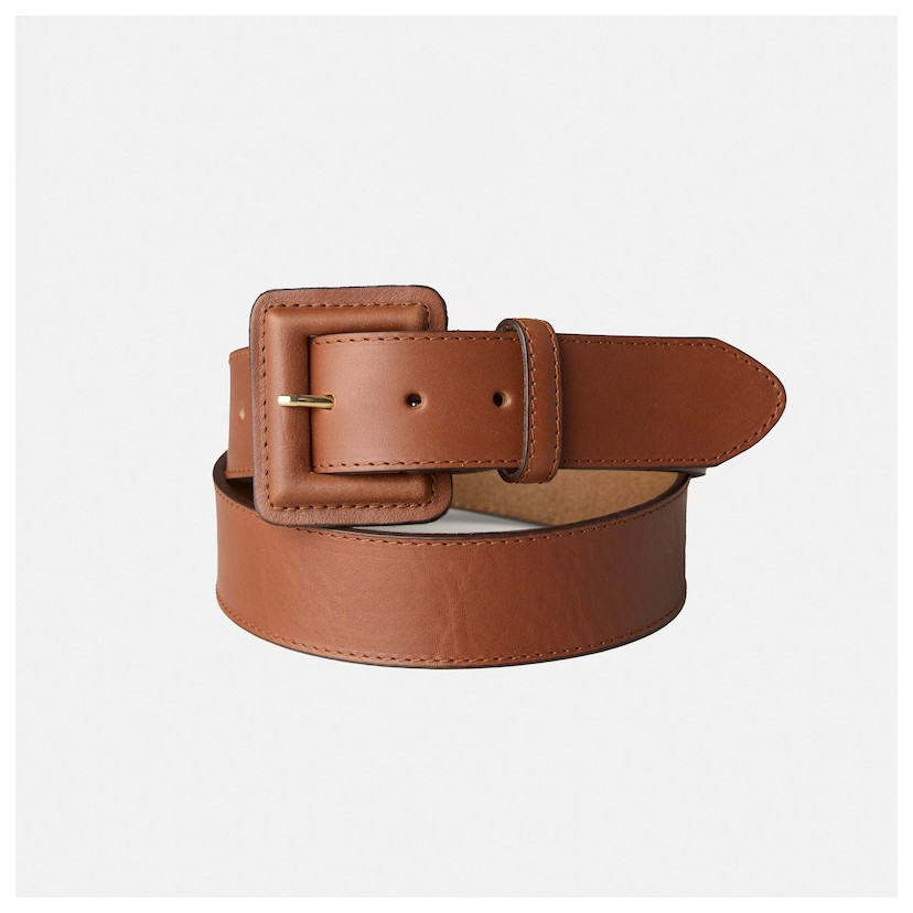 Large ceinture pour femme en cuir avec boucle doublée