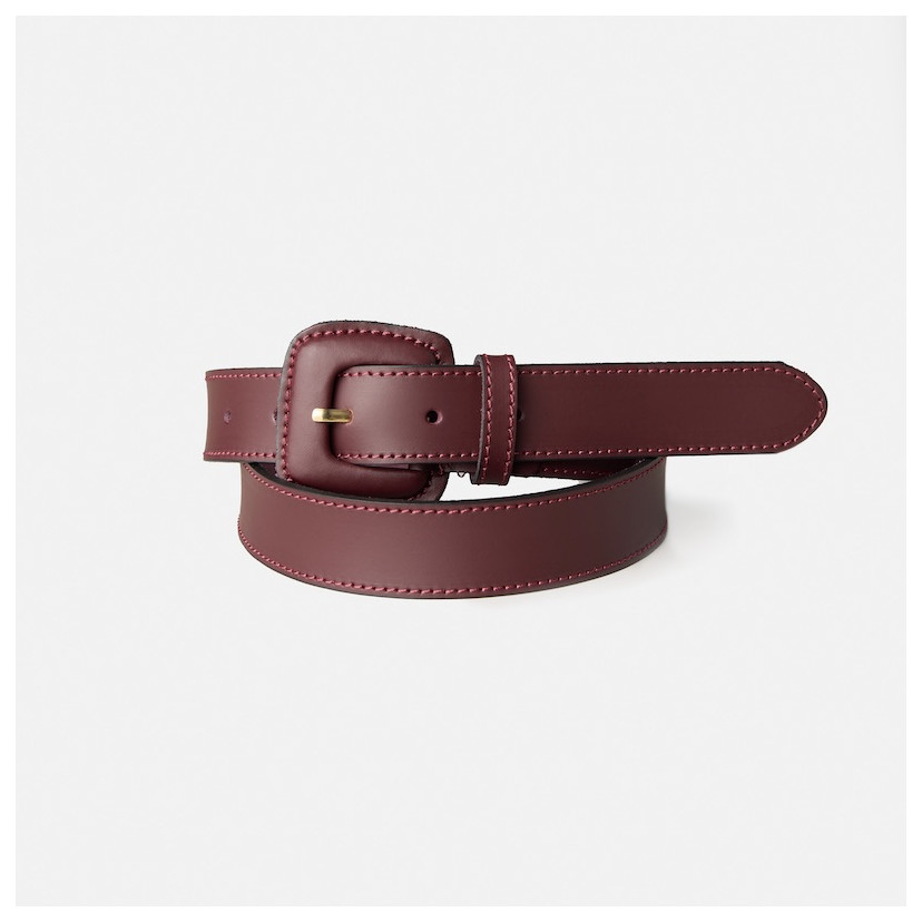 Women's Leather Belt with Covered Buckle