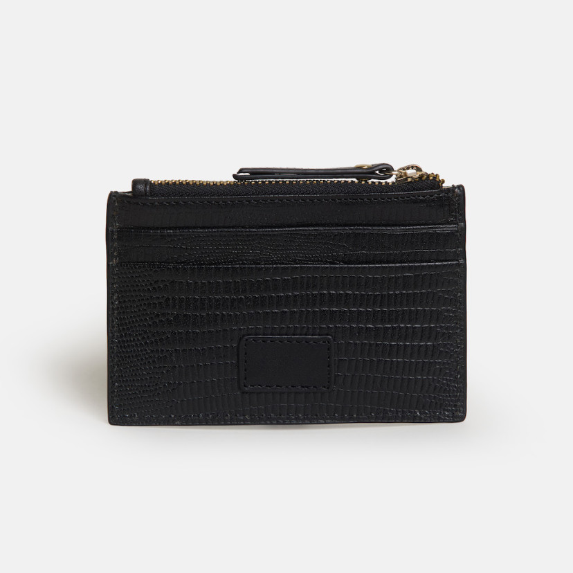 Porta-cartões Feminino de Couro com Zíper