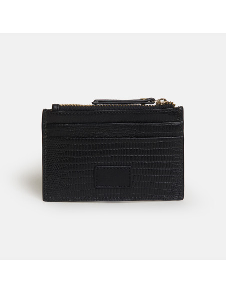 Porta-cartões Feminino de Couro com Zíper