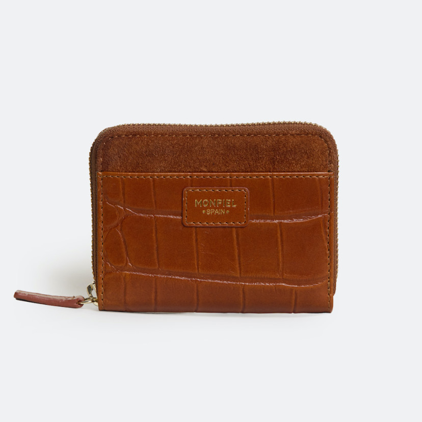 Kleine Damen-Lederbrieftasche mit Reißverschluss