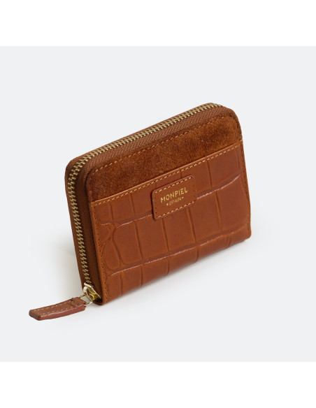 Kleine Damen-Lederbrieftasche mit Reißverschluss