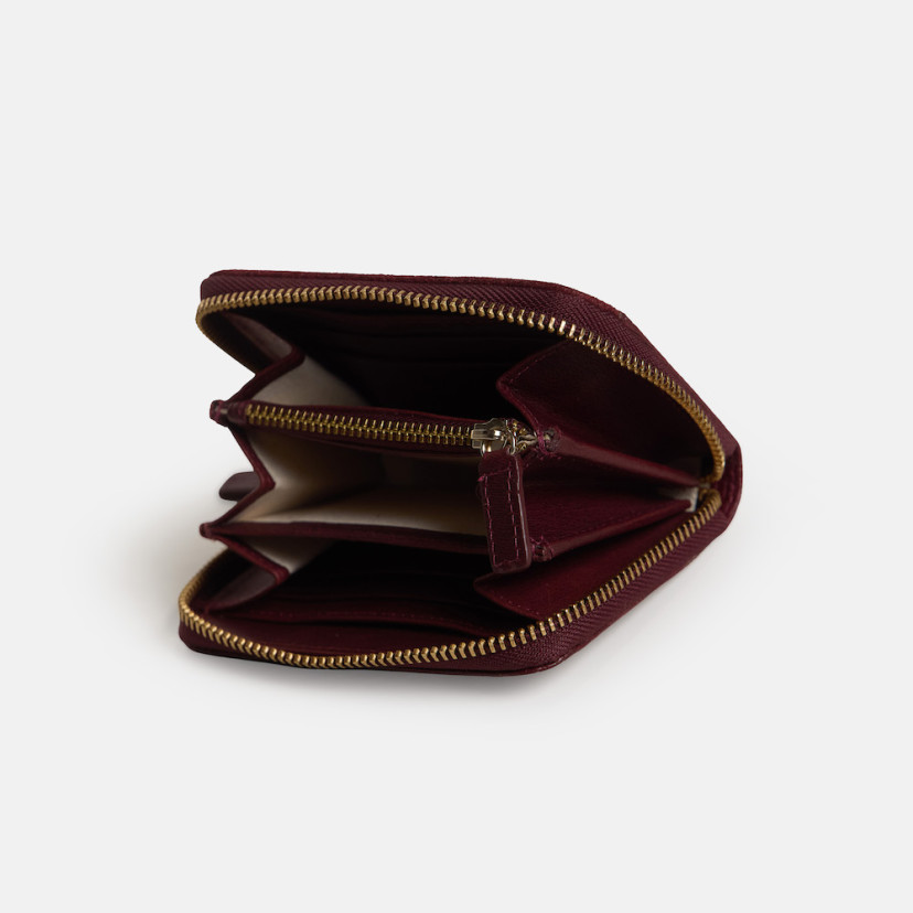 Petit Portefeuille Femme en Cuir avec Fermeture Éclair