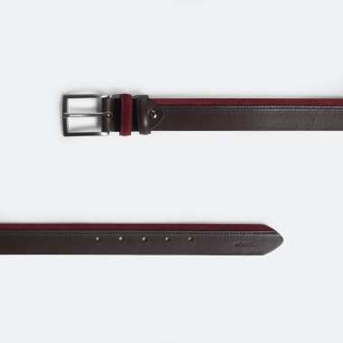 Navy vaquetilla and suede belt, shown from the front on a white background - MONPIEL 2