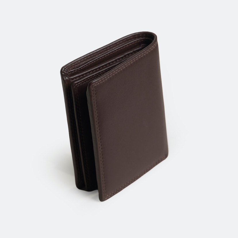 Sky Double Stitch Wallet with Interior Coin Pocket