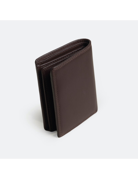 Double stitching wallet with interior coin pocket Sky