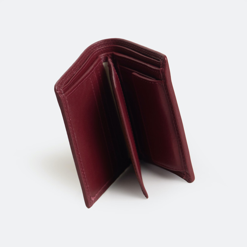 Sky Double Stitch Wallet with Interior Coin Pocket