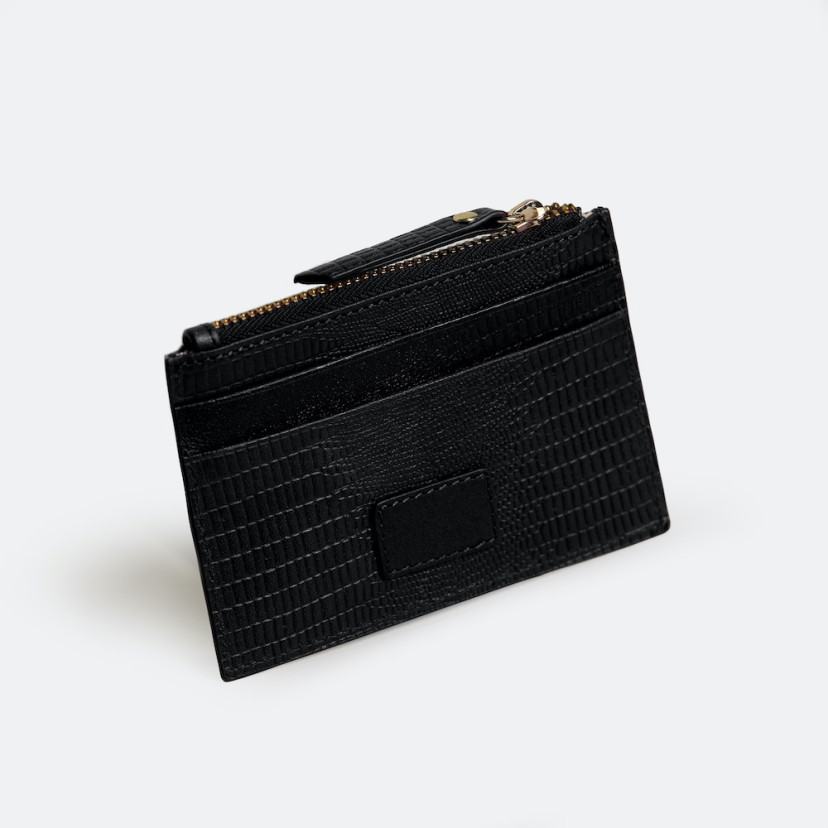 Porta-cartões Feminino de Couro com Zíper