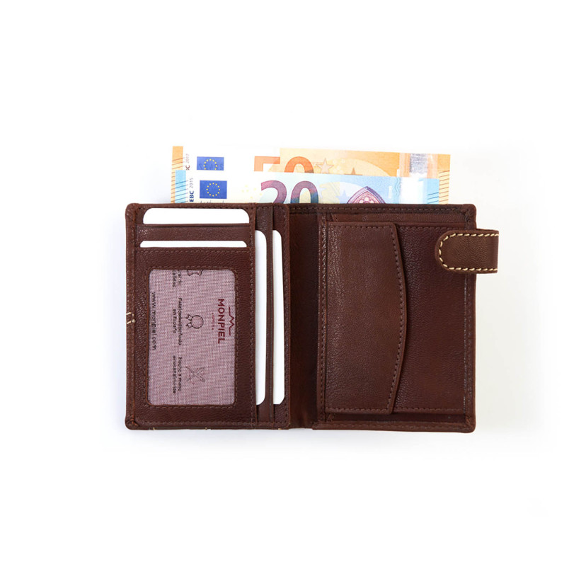 Portafoglio Western con Bottone e Portamonete Interno