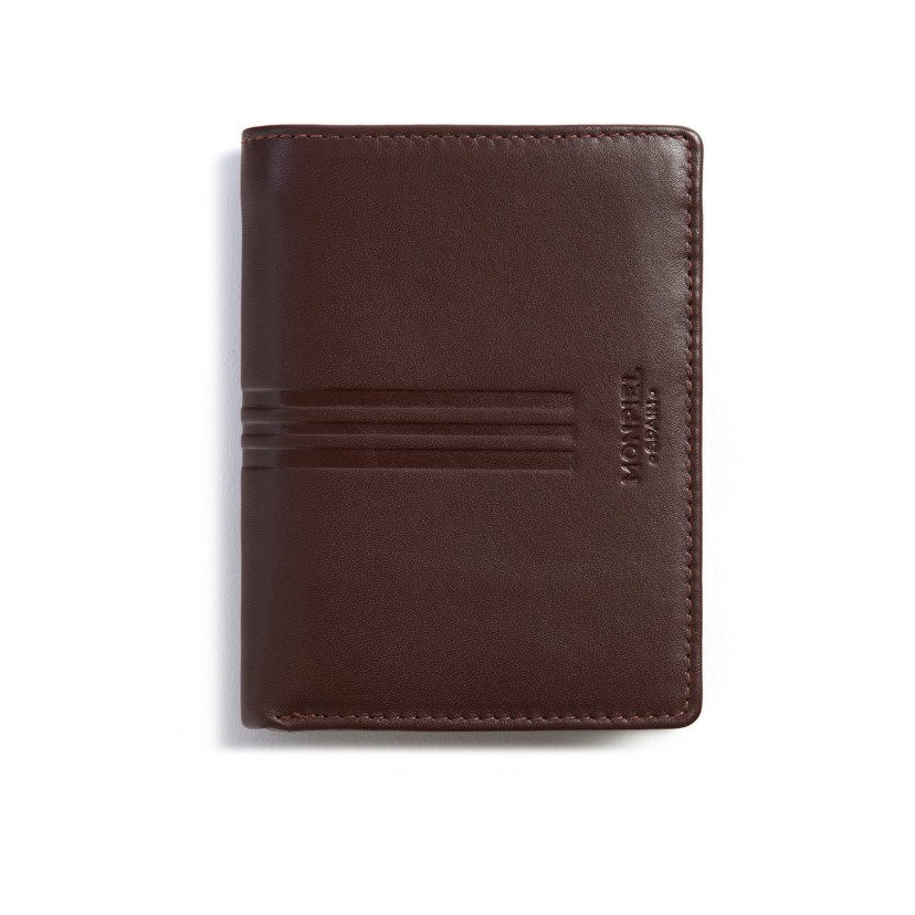 Basic Double Mountain Wallet in brown, front view on white background - MONPIEL