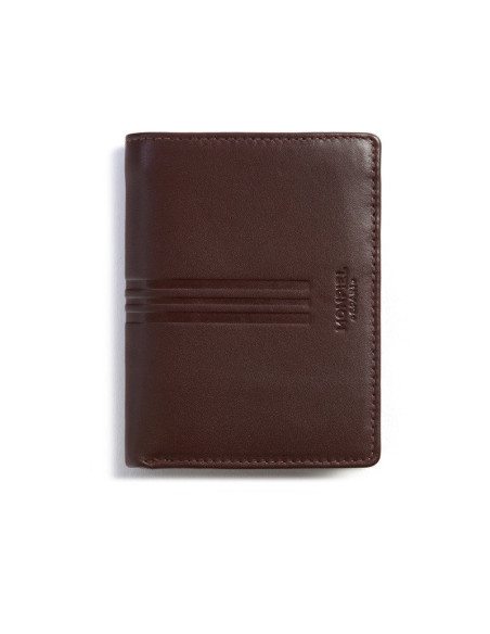 Basic Double Mountain Wallet in brown, front view on white background - MONPIEL