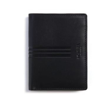 Basic Double Mountain Wallet in black, front view on white background - MONPIEL