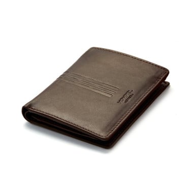 Basic Double Mountain Wallet in brown, front view on white background - MONPIEL 2