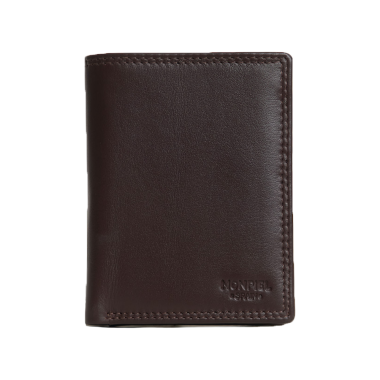 Sky Double Stitch Wallet with Interior Coin Pocket in brown color front view - MONPIEL