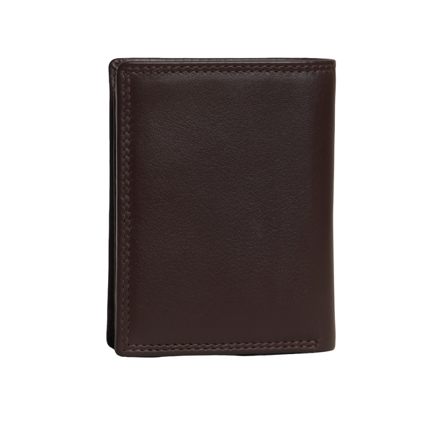 Sky Double Stitch Wallet with Interior Coin Pocket