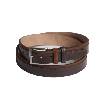 Navy vaquetilla and suede belt, shown from the front on a white background - MONPIEL 2
