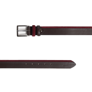 Navy vaquetilla and suede belt, shown from the front on a white background - MONPIEL 2