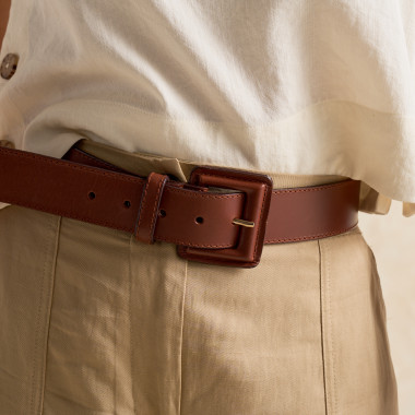 Wide leather belt with... 2