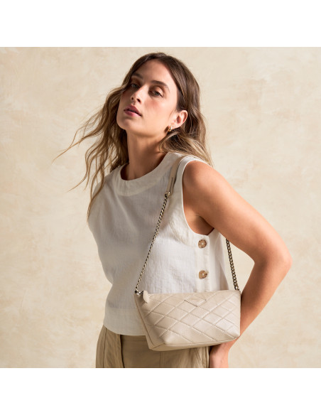 Kleine Gesteppte New York Ledertasche für Damen