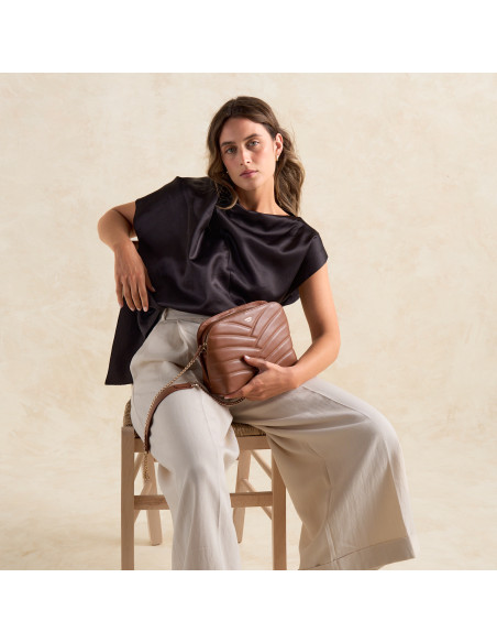 Borsa in Pelle Trapuntata con Catena Dorata