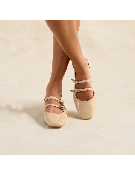 Mary Jane Scarpe Lolina in pelle con tacco aperto