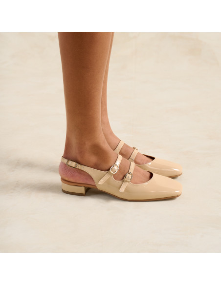 Mary Jane Scarpe Lolina in pelle con tacco aperto