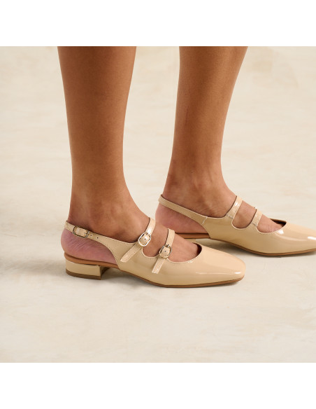 Mary Jane Scarpe Lolina in pelle con tacco aperto