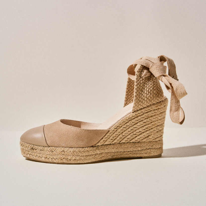 Creta Keilabsatz-Espadrilles aus Leder