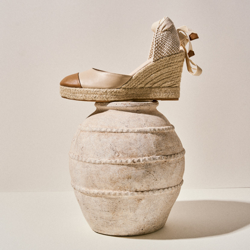 Espadrillas con Zeppa Creta in Pelle