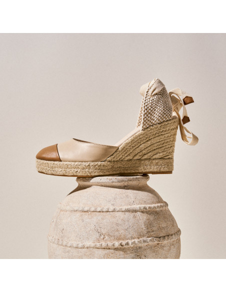 Espadrille Compensée Creta en Cuir