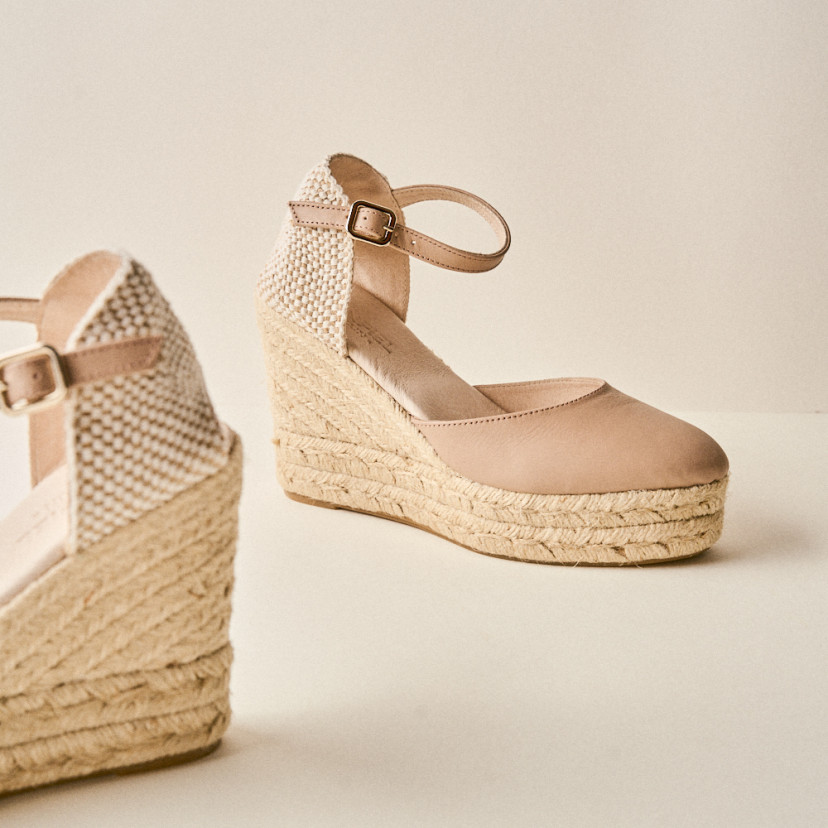 Espadrille mit Hohem Keilabsatz und Knöchelriemen Paros