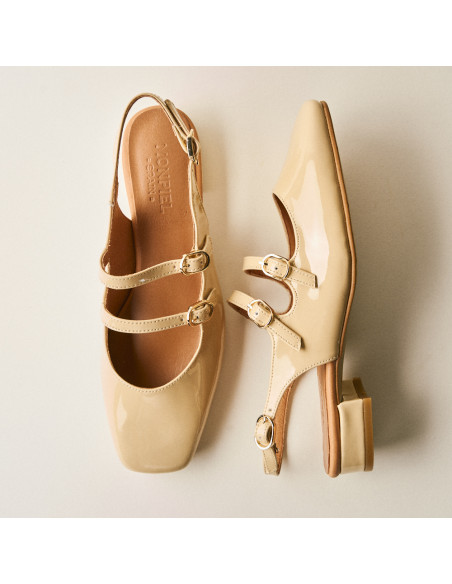 Mary Jane Scarpe Lolina in pelle con tacco aperto