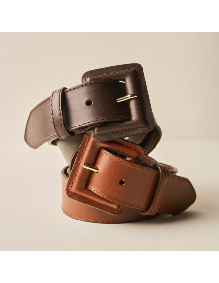 Large ceinture pour femme en cuir avec boucle doublée