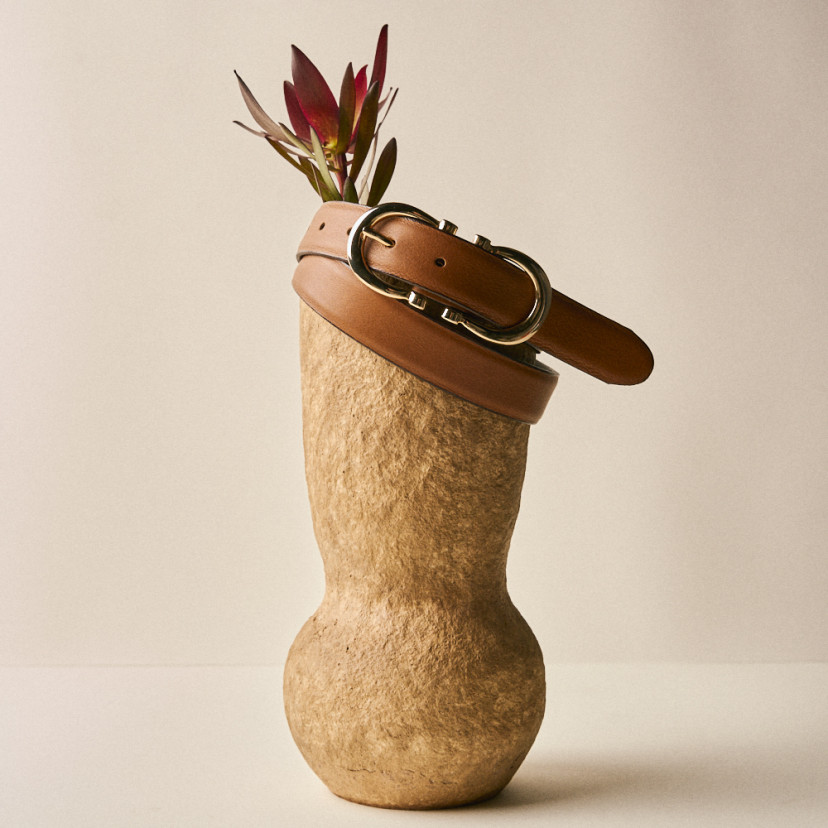 Double leather belt Buckle woman